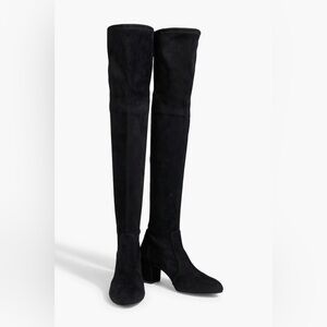 Stuart Weitzman Tieland Over The Knee Black Suede Boots 3” Heel Size 9